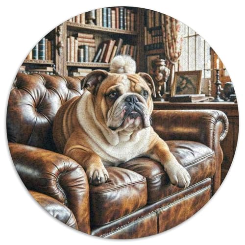 Englischer Bulldog （5） 1000 Stück Jigsaw Puzzles Bildungsspiele Kreativ Haustierhund Rundes Jigsaw Schöne Dekoration Puzzle Für Reisegeschenke, Geschenk 1000pcs (67.5x67.5cm) von NOASDGYEI