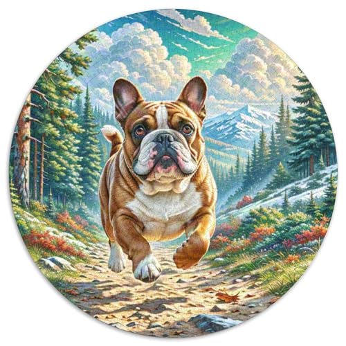Englischer Bulldog 1000 Stück Jigsaw Puzzles Bildungsspiele Klassisch Haustierhund Runde Puzzles Schöne Dekoration Puzzle Für Reisegeschenke, Geschenk 1000pcs (67.5x67.5cm) von NOASDGYEI