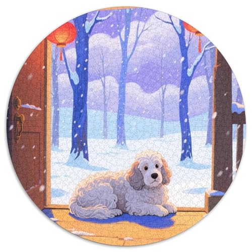 Englischer Sheepdog 1000 Stück Jigsaw Puzzles Bildungsspiele Kreativ Haustierhund Runde Puzzles Farbe Herausforderung Für Reisegeschenke, Geschenk 1000pcs (67.5x67.5cm) von NOASDGYEI