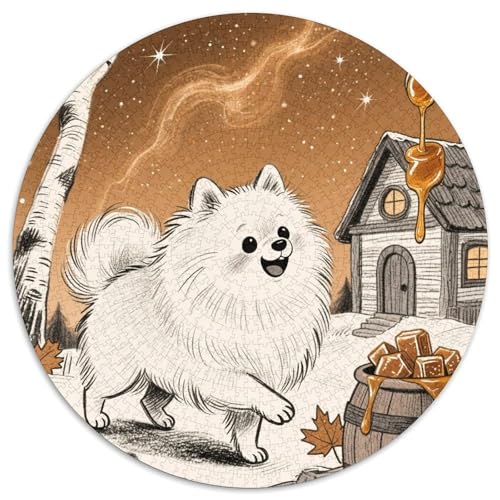 Finnischer Spitz 1000 Stück Jigsaw Puzzles Bildungsspiele Kreativ Haustierhund Rundes Puzzle Schöne Dekoration Puzzle Für Reisegeschenke, Geschenk 1000pcs (67.5x67.5cm) von NOASDGYEI