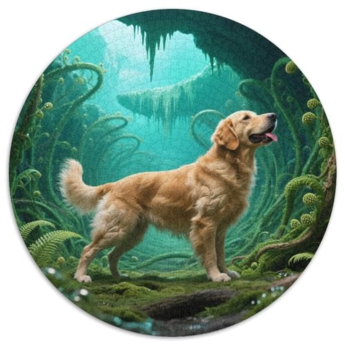 Goldener Retriever 1000 Stück Jigsaw Puzzles Bildungsspiele Kreativ Haustierhund Rundes Jigsaw Einzigartige Herausforderung Spiel Für Reisegeschenke, Geschenk 1000pcs (67.5x67.5cm) von NOASDGYEI