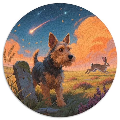Grenzterrier（1） 1000 Stück Jigsaw Puzzles Bildungsspiele Stressmittel Haustierhund Rundes Jigsaw Schöne Dekoration Puzzle Für Erwachsene Und Kinder 1000pcs (67.5x67.5cm) von NOASDGYEI