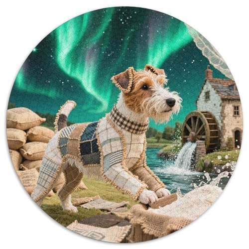 Grenzterrier（2） 1000 Stück Jigsaw Puzzles Bildungsspiele Stressmittel Haustierhund Rundes Jigsaw Schöne Dekoration Puzzle Für Reisegeschenke, Geschenk 1000pcs (67.5x67.5cm) von NOASDGYEI