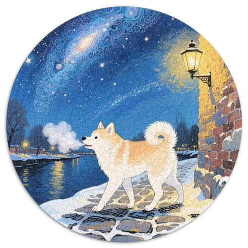 Hokkaido Inu 1000 Stück Jigsaw Puzzles Bildungsspiele Kreativ Haustierhund Rundes Puzzle Schöne Dekoration Puzzle Für Erwachsene Und Kinder 1000pcs (67.5x67.5cm) von NOASDGYEI