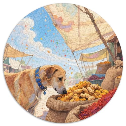 Indischer Pariah Hund 1000 Stück Jigsaw Puzzles Bildungsspiele Kreativ Haustierhund Runde Puzzles Farbe Herausforderung Für Erwachsene Und Kinder 1000pcs (67.5x67.5cm) von NOASDGYEI