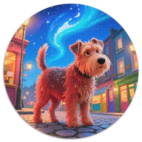 Irischer Terrier 1000 Stück Jigsaw Puzzles Bildungsspiele Stressmittel Haustierhund Rundes Jigsaw Schöne Dekoration Puzzle Für Reisegeschenke, Geschenk 1000pcs (67.5x67.5cm) von NOASDGYEI