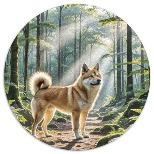 Japanisches Kinn 1000 Stück Jigsaw Puzzles Bildungsspiele Kreativ Haustierhund Rundes Jigsaw Einzigartige Herausforderung Spiel Für Reisegeschenke, Geschenk 1000pcs (67.5x67.5cm) von NOASDGYEI