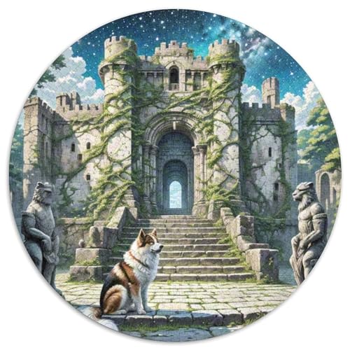 Japanisches Kinn 1000 Stück Jigsaw Puzzles Bildungsspiele Stressmittel Haustierhund Runde Puzzles Schöne Dekoration Puzzle Für Reisegeschenke, Geschenk 1000pcs (67.5x67.5cm) von NOASDGYEI