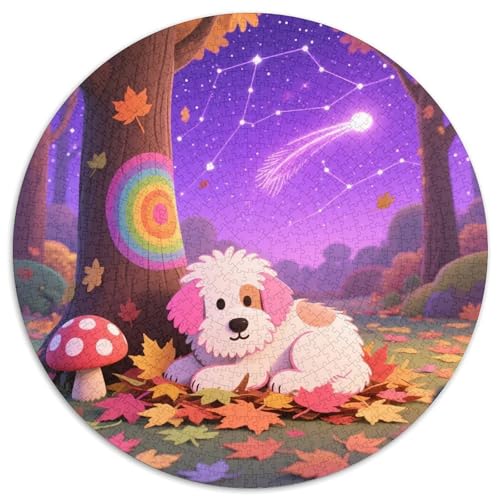 Keeshond 1000 Stück Jigsaw Puzzles Bildungsspiele Stressmittel Haustierhund Rundes Jigsaw Schöne Dekoration Puzzle Für Erwachsene Und Kinder 1000pcs (67.5x67.5cm) von NOASDGYEI