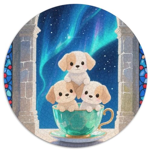 Kleine Teetasse Pudel 1000 Stück Jigsaw Puzzles Bildungsspiele Kreativ Haustierhund Runde Puzzles Farbe Herausforderung Für Reisegeschenke, Geschenk 1000pcs (67.5x67.5cm) von NOASDGYEI