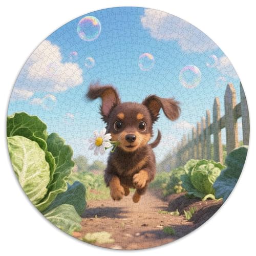 Kleine Teetasse Pudel 1000 Stück Jigsaw Puzzles Bildungsspiele Stressmittel Haustierhund Rundes Puzzle Einzigartige Herausforderung Spiel Für Reisegeschenke, Geschenk 1000pcs (67.5x67.5cm) von NOASDGYEI