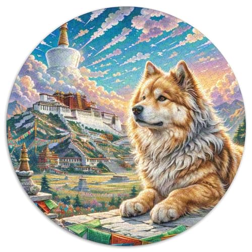 Lhasa Apso 1000 Stück Jigsaw Puzzles Bildungsspiele Kreativ Haustierhund Rundes Puzzle Einzigartige Herausforderung Spiel Für Erwachsene Und Kinder 1000pcs (67.5x67.5cm) von NOASDGYEI