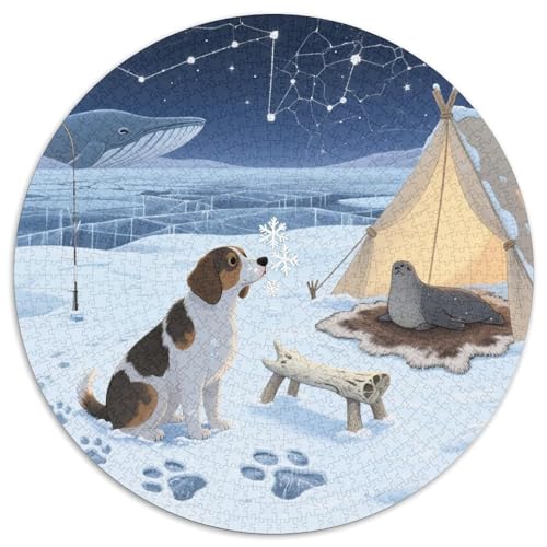 Lundehund 1000 Stück Jigsaw Puzzles Bildungsspiele Kreativ Haustierhund Runde Puzzles Einzigartige Herausforderung Spiel Für Reisegeschenke, Geschenk 1000pcs (67.5x67.5cm) von NOASDGYEI