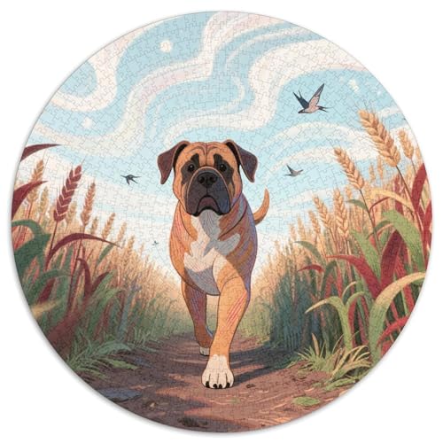 Mastiff 1000 Stück Jigsaw Puzzles Bildungsspiele Kreativ Haustierhund Rundes Jigsaw Einzigartige Herausforderung Spiel Für Erwachsene Und Kinder 1000pcs (67.5x67.5cm) von NOASDGYEI