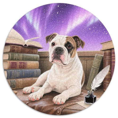 Miniatur Bull Terrier 1000 Stück Jigsaw Puzzles Bildungsspiele Stressmittel Haustierhund Rundes Puzzle Einzigartige Herausforderung Spiel Für Erwachsene Und Kinder 1000pcs (67.5x67.5cm) von NOASDGYEI