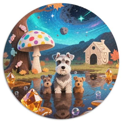 Miniatur Schnauzer 1000 Stück Jigsaw Puzzles Bildungsspiele Stressmittel Haustierhund Runde Puzzles Einzigartige Herausforderung Spiel Für Reisegeschenke, Geschenk 1000pcs (67.5x67.5cm) von NOASDGYEI