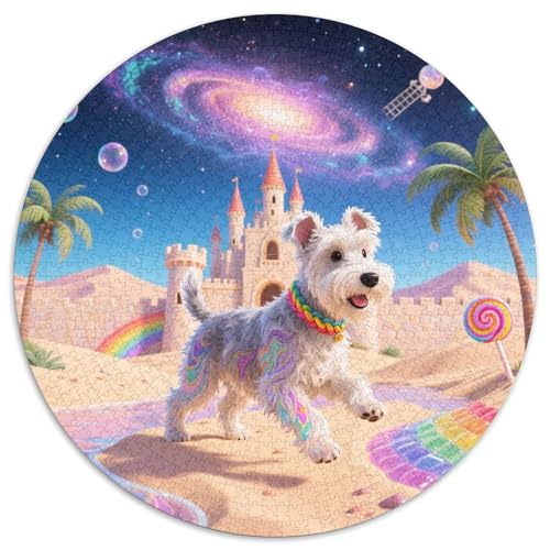 Miniatur Schnauzer 1000 Stück Jigsaw Puzzles Bildungsspiele Stressmittel Haustierhund Rundes Puzzle Farbe Herausforderung Für Erwachsene Und Kinder 1000pcs (67.5x67.5cm) von NOASDGYEI