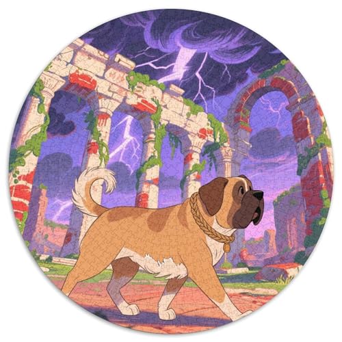 Neapolitanischer Mastiff 1000 Stück Jigsaw Puzzles Bildungsspiele Stressmittel Haustierhund Rundes Puzzle Farbe Herausforderung Für Erwachsene Und Kinder 1000pcs (67.5x67.5cm) von NOASDGYEI