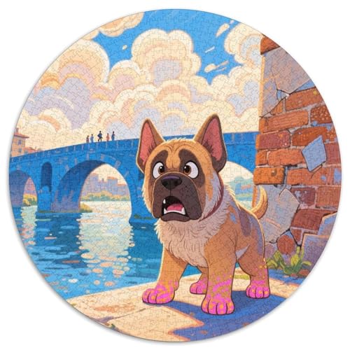Neapolitanischer Mastiff 1000 Stück Jigsaw Puzzles Bildungsspiele Stressmittel Haustierhund Rundes Puzzle Farbe Herausforderung Für Reisegeschenke, Geschenk 1000pcs (67.5x67.5cm) von NOASDGYEI