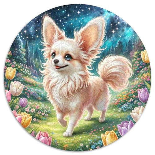 Papillon 1000 Stück Jigsaw Puzzles Bildungsspiele Kreativ Haustierhund Rundes Jigsaw Schöne Dekoration Puzzle Für Reisegeschenke, Geschenk 1000pcs (67.5x67.5cm) von NOASDGYEI