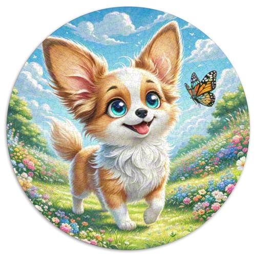 Papillon 1000 Stück Jigsaw Puzzles Bildungsspiele Stressmittel Haustierhund Rundes Jigsaw Schöne Dekoration Puzzle Für Reisegeschenke, Geschenk 1000pcs (67.5x67.5cm) von NOASDGYEI