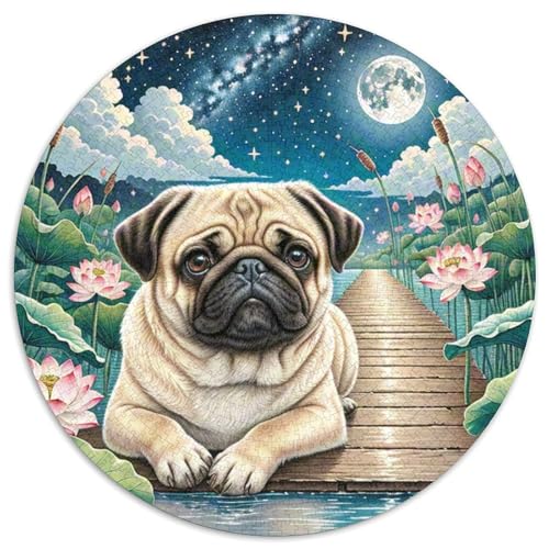 Pekinger 1000 Stück Jigsaw Puzzles Bildungsspiele Stressmittel Haustierhund Rundes Puzzle Einzigartige Herausforderung Spiel Für Erwachsene Und Kinder 1000pcs (67.5x67.5cm) von NOASDGYEI
