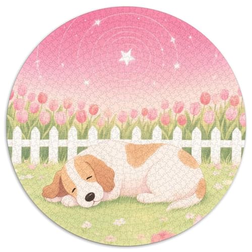 Petit Basset Griffon Vendéen（2） 1000 Stück Jigsaw Puzzles Bildungsspiele Stressmittel Haustierhund Rundes Jigsaw Einzigartige Herausforderung Spiel Für Erwachsene Und Kinder 1000pcs (67.5x67.5cm) von NOASDGYEI