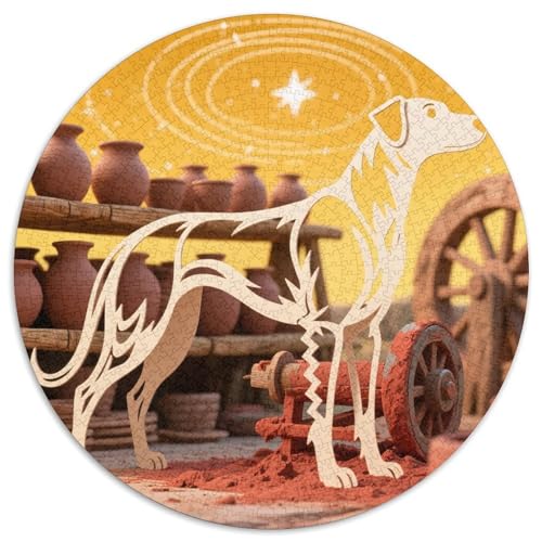 Podengo Portugiesisch 1000 Stück Jigsaw Puzzles Bildungsspiele Kreativ Haustierhund Rundes Puzzle Einzigartige Herausforderung Spiel Für Erwachsene Und Kinder 1000pcs (67.5x67.5cm) von NOASDGYEI