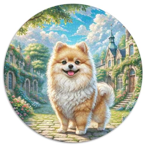 Pommern（3 1000 Stück Jigsaw Puzzles Bildungsspiele Kreativ Haustierhund Runde Puzzles Einzigartige Herausforderung Spiel Für Reisegeschenke, Geschenk 1000pcs (67.5x67.5cm) von NOASDGYEI