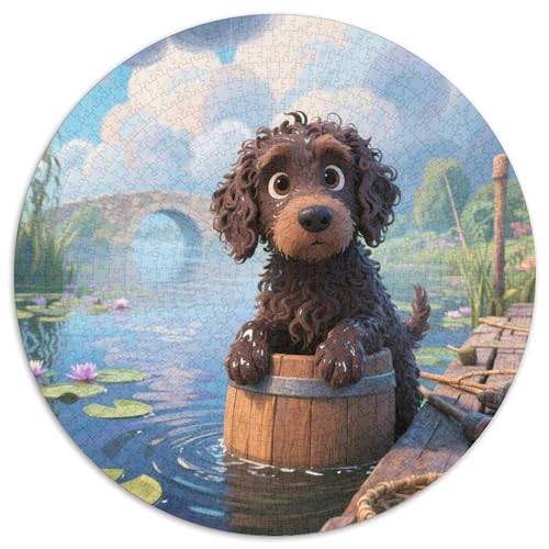 Portugiesischer Wasserhund 1000 Stück Jigsaw Puzzles Bildungsspiele Kreativ Haustierhund Rundes Jigsaw Schöne Dekoration Puzzle Für Erwachsene Und Kinder 1000pcs (67.5x67.5cm) von NOASDGYEI