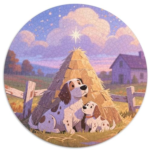 Portugiesischer Wasserhund 1000 Stück Jigsaw Puzzles Bildungsspiele Kreativ Haustierhund Rundes Puzzle Einzigartige Herausforderung Spiel Für Erwachsene Und Kinder 1000pcs (67.5x67.5cm) von NOASDGYEI