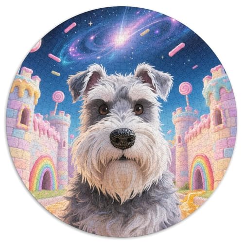 Riesiger Schnauzer 1000 Stück Jigsaw Puzzles Bildungsspiele Stressmittel Haustierhund Runde Puzzles Farbe Herausforderung Für Erwachsene Und Kinder 1000pcs (67.5x67.5cm) von NOASDGYEI