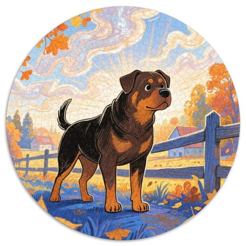 Rottweiler 1000 Stück Jigsaw Puzzles Bildungsspiele Kreativ Haustierhund Runde Puzzles Farbe Herausforderung Für Reisegeschenke, Geschenk 1000pcs (67.5x67.5cm) von NOASDGYEI