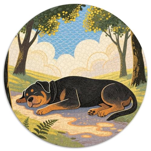 Rottweiler 1000 Stück Jigsaw Puzzles Bildungsspiele Stressmittel Haustierhund Runde Puzzles Schöne Dekoration Puzzle Für Reisegeschenke, Geschenk 1000pcs (67.5x67.5cm) von NOASDGYEI