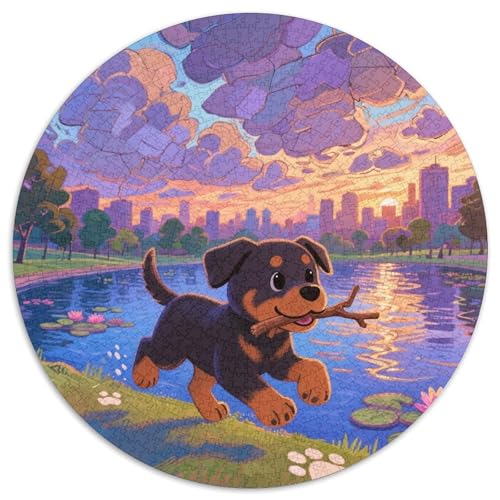 Rottweiler 1000 Stück Jigsaw Puzzles Bildungsspiele Stressmittel Haustierhund Rundes Jigsaw Einzigartige Herausforderung Spiel Für Reisegeschenke, Geschenk 1000pcs (67.5x67.5cm) von NOASDGYEI