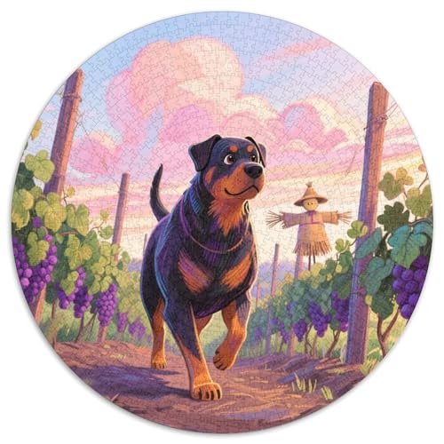 Rottweiler 1000 Stück Jigsaw Puzzles Bildungsspiele Stressmittel Haustierhund Rundes Puzzle Einzigartige Herausforderung Spiel Für Erwachsene Und Kinder 1000pcs (67.5x67.5cm) von NOASDGYEI