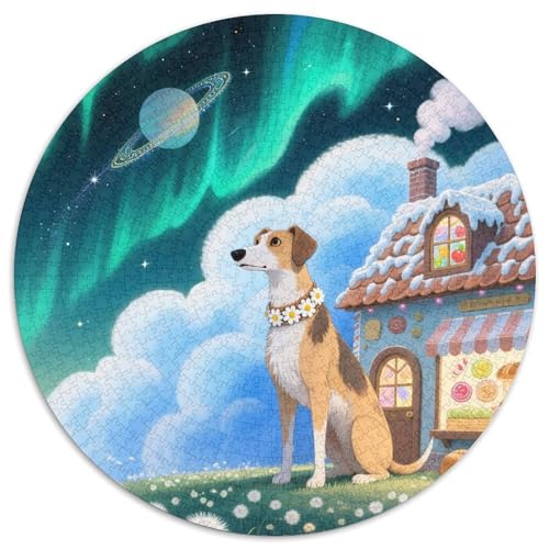 Schipperke 1000 Stück Jigsaw Puzzles Bildungsspiele Stressmittel Haustierhund Rundes Puzzle Farbe Herausforderung Für Erwachsene Und Kinder 1000pcs (67.5x67.5cm) von NOASDGYEI