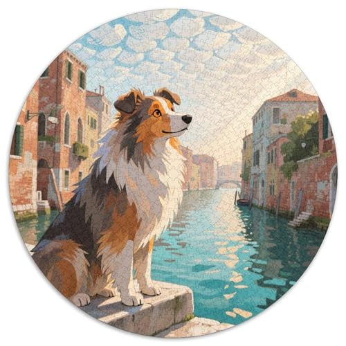 Schottischer Collie 1000 Stück Jigsaw Puzzles Bildungsspiele Stressmittel Haustierhund Rundes Jigsaw Einzigartige Herausforderung Spiel Für Erwachsene Und Kinder 1000pcs (67.5x67.5cm) von NOASDGYEI