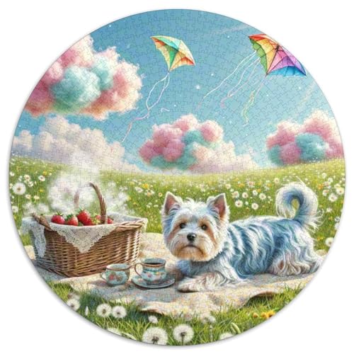 Schottischer Terrier 1000 Stück Jigsaw Puzzles Bildungsspiele Kreativ Haustierhund Rundes Jigsaw Schöne Dekoration Puzzle Für Reisegeschenke, Geschenk 1000pcs (67.5x67.5cm) von NOASDGYEI