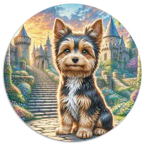 Seidenterrier 1000 Stück Jigsaw Puzzles Bildungsspiele Kreativ Haustierhund Rundes Puzzle Farbe Herausforderung Für Reisegeschenke, Geschenk 1000pcs (67.5x67.5cm) von NOASDGYEI