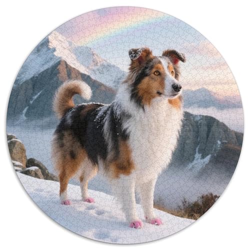 Shetlandsherhund 1000 Stück Jigsaw Puzzles Bildungsspiele Stressmittel Haustierhund Runde Puzzles Farbe Herausforderung Für Reisegeschenke, Geschenk 1000pcs (67.5x67.5cm) von NOASDGYEI