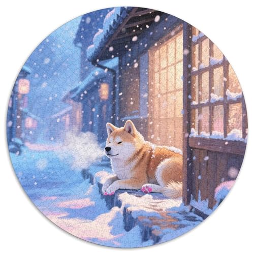 Shiba Inu 1000 Stück Jigsaw Puzzles Bildungsspiele Stressmittel Haustierhund Rundes Puzzle Schöne Dekoration Puzzle Für Erwachsene Und Kinder 1000pcs (67.5x67.5cm) von NOASDGYEI