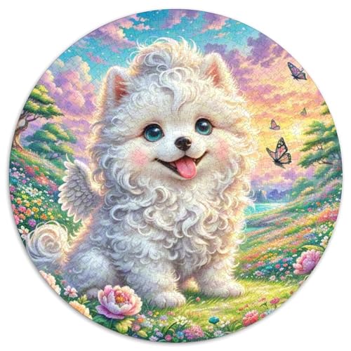 Shih Tzu 1000 Stück Jigsaw Puzzles Bildungsspiele Kreativ Haustierhund Runde Puzzles Schöne Dekoration Puzzle Für Erwachsene Und Kinder 1000pcs (67.5x67.5cm) von NOASDGYEI