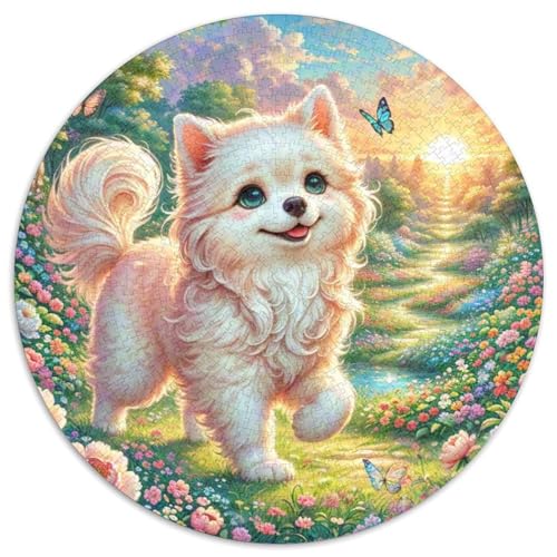 Shih Tzu 1000 Stück Jigsaw Puzzles Bildungsspiele Stressmittel Haustierhund Runde Puzzles Schöne Dekoration Puzzle Für Reisegeschenke, Geschenk 1000pcs (67.5x67.5cm) von NOASDGYEI