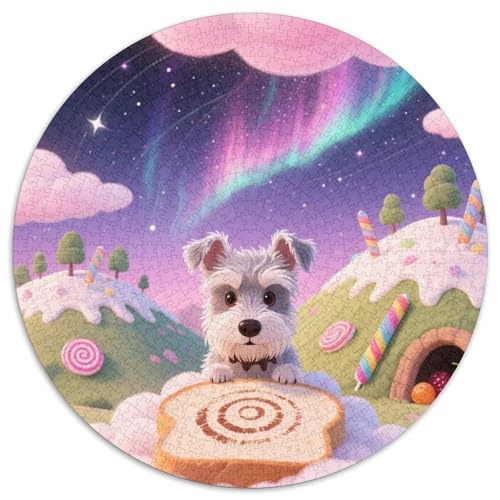 Standard Schnauzer 1000 Stück Jigsaw Puzzles Bildungsspiele Kreativ Haustierhund Rundes Jigsaw Farbe Herausforderung Für Erwachsene Und Kinder 1000pcs (67.5x67.5cm) von NOASDGYEI