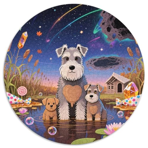 Standard Schnauzer 1000 Stück Jigsaw Puzzles Bildungsspiele Stressmittel Haustierhund Rundes Jigsaw Einzigartige Herausforderung Spiel Für Reisegeschenke, Geschenk 1000pcs (67.5x67.5cm) von NOASDGYEI
