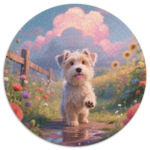 Tschechischer Terrier 1000 Stück Jigsaw Puzzles Bildungsspiele Kreativ Haustierhund Rundes Jigsaw Einzigartige Herausforderung Spiel Für Erwachsene Und Kinder 1000pcs (67.5x67.5cm) von NOASDGYEI