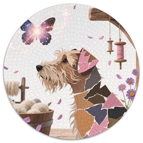 Walisischer Terrier 1000 Stück Jigsaw Puzzles Bildungsspiele Stressmittel Haustierhund Rundes Puzzle Farbe Herausforderung Für Reisegeschenke, Geschenk 1000pcs (67.5x67.5cm) von NOASDGYEI