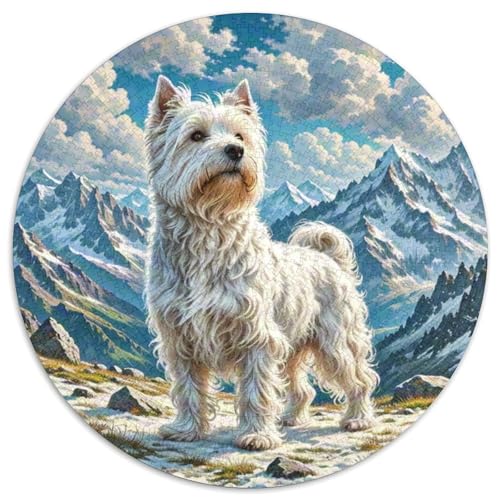 West Highland Weißer Terrier 1000 Stück Jigsaw Puzzles Bildungsspiele Stressmittel Haustierhund Runde Puzzles Schöne Dekoration Puzzle Für Erwachsene Und Kinder 1000pcs (67.5x67.5cm) von NOASDGYEI