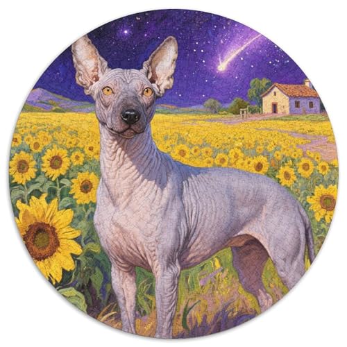 Xoloitzcuintli 1000 Stück Jigsaw Puzzles Bildungsspiele Klassisch Haustierhund Runde Puzzles Schöne Dekoration Puzzle Für Reisegeschenke, Geschenk 1000pcs (67.5x67.5cm) von NOASDGYEI